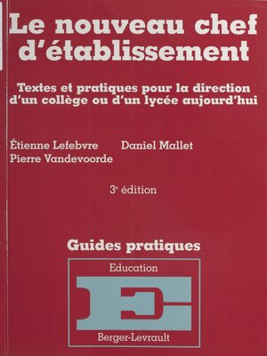 cover image of Le nouveau chef d'établissement